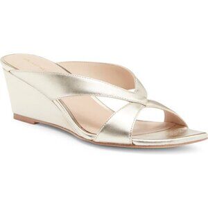 STUART WEITZMAN Miami Platino leather Wedge Slide Sandals size 7 NEW